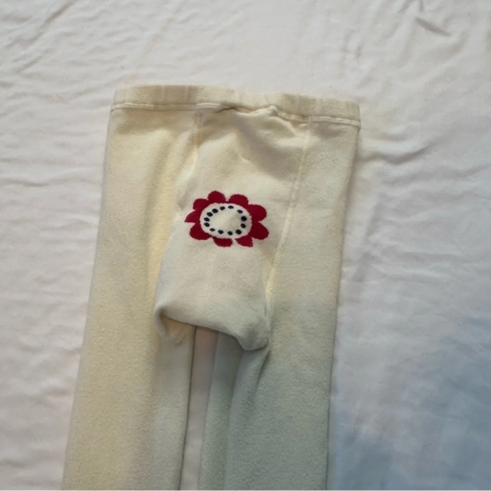Lands End Daisy Tights Cotton & Polyester Thick Size M 10-12